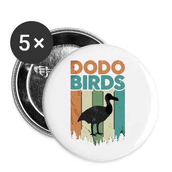 Dodo Birds Retro Vintage Extinct Bird - Buttons small 1''/25 mm (5-pack) - white - Front