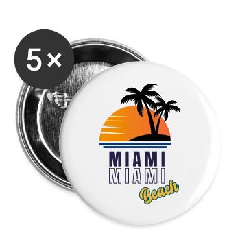 Miami Sunset Beach - Buttons small 1''/25 mm (5-pack) - white - Front
