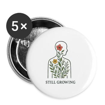 Still Growing Plant Silhouette - Buttons small 1''/25 mm (5-pack) - white - Front