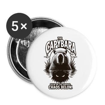 Conception d’horreur chaos de capybara - Lot de 5 petits badges (25 mm) - blanc - Devant