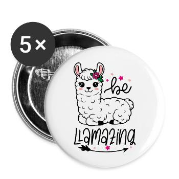 Be Amazing Alpaca Blumenkrone - Buttons klein 25 mm (5er Pack) - Weiß - Vorne