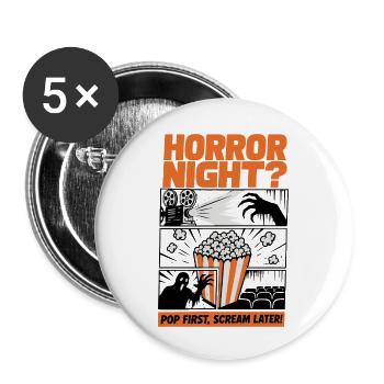Horror Night Popcorn Design - Buttons klein 25 mm (5er Pack) - Weiß - Vorne