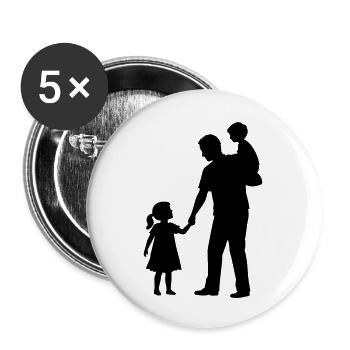 Vater Kind Silhouette Spazieren Familie Papa Liebe - Buttons klein 25 mm (5er Pack) - Weiß - Vorne
