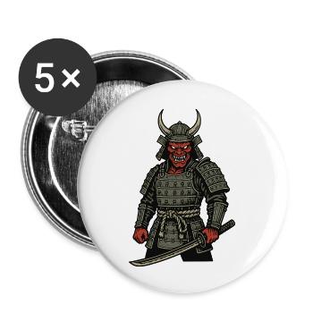 Oni Samurai - Dämonischer Krieger - Buttons klein 25 mm (5er Pack) - Weiß - Vorne