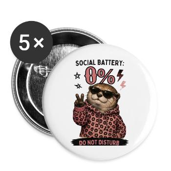 Otter in Leopardenhoodie: Do Not Disturb - Buttons klein 25 mm (5er Pack) - Weiß - Vorne
