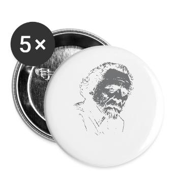 Bukowski Quote Typography on Dark Portrait - Buttons small 1''/25 mm (5-pack) - white - Front