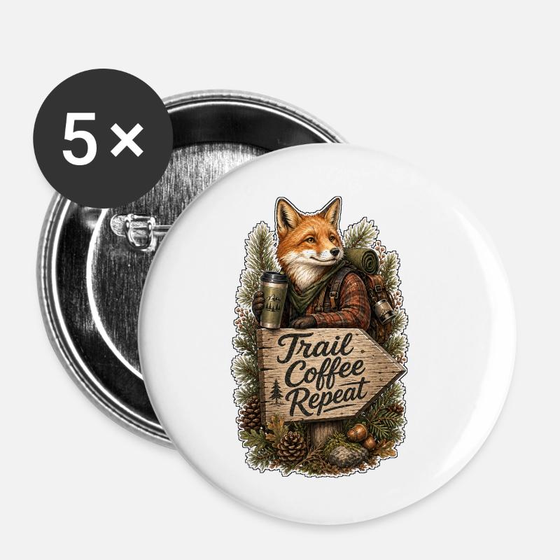 Trail Coffee Repeat Fox - Buttons small 1''/25 mm (5-pack) - white