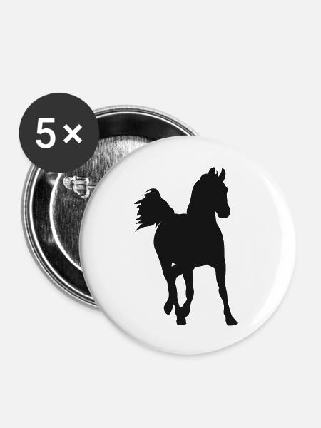Galoppierendes Pferd - Buttons klein 25 mm (5er Pack) - Weiß