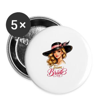 Team Bride - Buttons klein 25 mm (5er Pack) - Weiß - Vorne