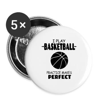 I_Play_Basketball_Practise_Makes_Perfect - Lot de 5 petits badges (25 mm) - blanc - Devant