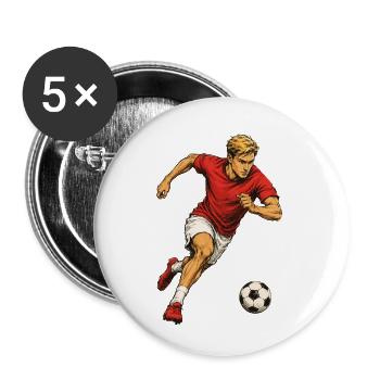 Sprints de footballeur - Lot de 5 petits badges (25 mm) - blanc - Devant