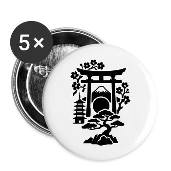 Silhouette du Japon - Lot de 5 petits badges (25 mm) - blanc - Devant