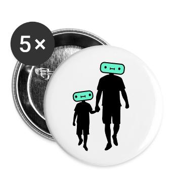 Silhouette familiale Chers enfants Parents Maman Papa - Lot de 5 petits badges (25 mm) - blanc - Devant