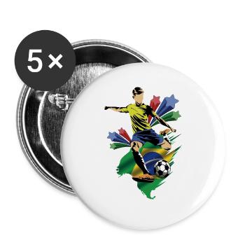 Brasil - Brazil - Flags - Buttons small 1''/25 mm (5-pack) - white - Front