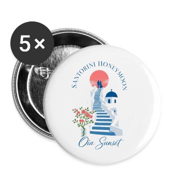 Romance Gift, Santorini Honeymoon Oia Sunset Steps - Buttons klein 25 mm (5er Pack) - Weiß - Vorne