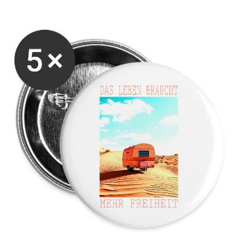 Wüsten Caravan: Leben braucht Freiheit - Buttons klein 25 mm (5er Pack) - Weiß - Vorne