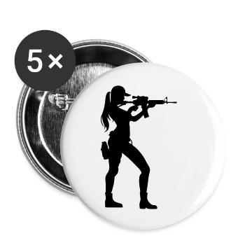 Soldier Woman - Buttons small 1''/25 mm (5-pack) - white - Front