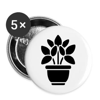 Flowerpot Houseplant Plant Mom Gardener - Buttons small 1''/25 mm (5-pack) - white - Front