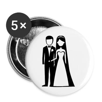 Mariée et marié - Lot de 5 petits badges (25 mm) - blanc - Devant