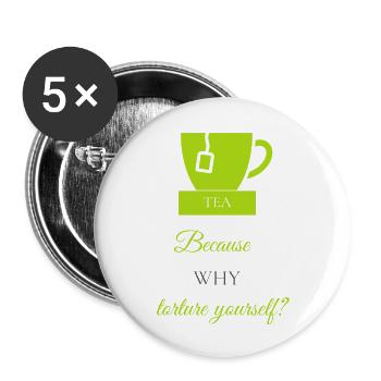 TEA-RIFFIC (Citron vert + Gris) - Lot de 5 petits badges (25 mm) - blanc - Devant