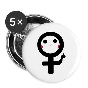 Femme - Lot de 5 petits badges (25 mm) - blanc - Devant