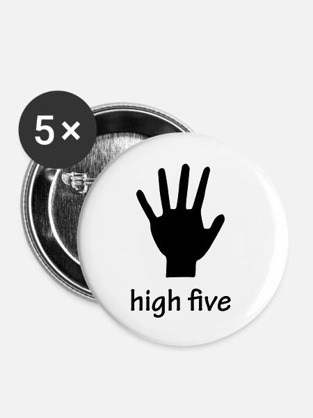 high five - Buttons klein 25 mm (5er Pack) - Weiß