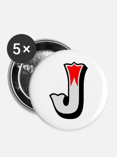 Buchstabe - J - Buttons klein 25 mm (5er Pack) - Weiß
