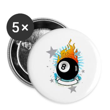 Brûler 8-Ball (conception de billard) 01 - Lot de 5 petits badges (25 mm) - blanc - Devant
