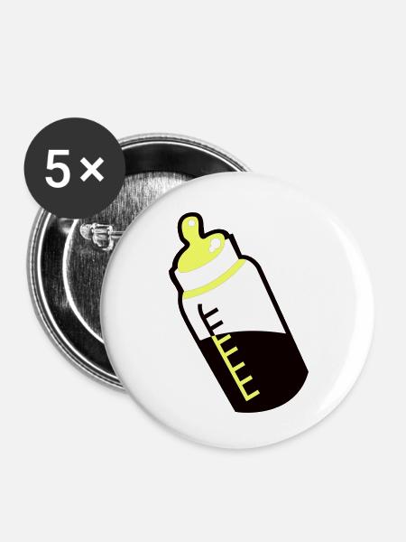 Baby-Fläschchen - Buttons klein 25 mm (5er Pack) - Weiß