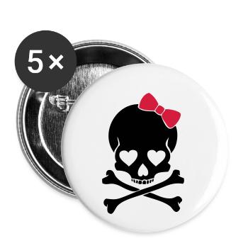 Totenkopf - Buttons small 1''/25 mm (5-pack) - white - Front