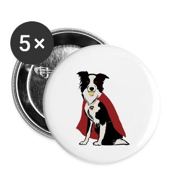 Flyball Border Collie Superdog - Buttons small 1''/25 mm (5-pack) - white - Front