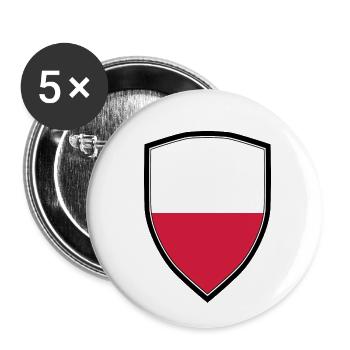 Drapeau de la Pologne - Lot de 5 petits badges (25 mm) - blanc - Devant