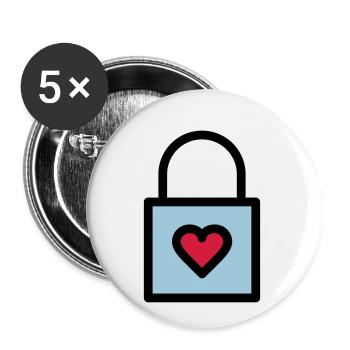 Padlock, love lock - Buttons small 1''/25 mm (5-pack) - white - Front