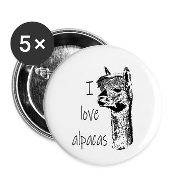 süßes, knuffiges Alpaka - Buttons klein 25 mm (5er Pack) - Weiß - Vorne