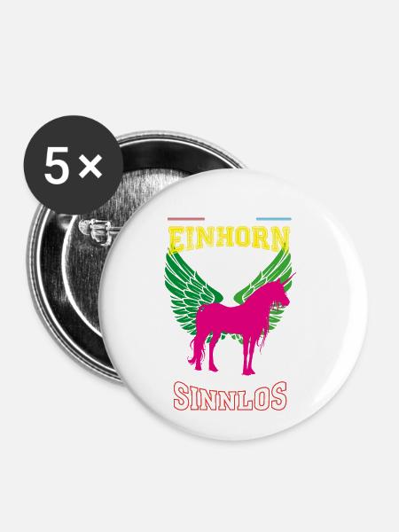 Einhorn Leben sinnlos - Geschenk - Buttons klein 25 mm (5er Pack) - Weiß