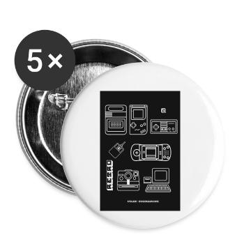 poster retro games konsole nerd 8bit pc spiele LOL - Buttons klein 25 mm (5er Pack) - Weiß - Vorne
