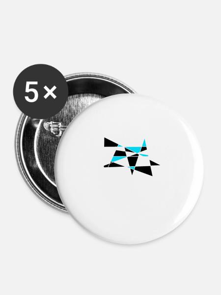 zickzack blau - Buttons klein 25 mm (5er Pack) - Weiß