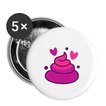 POOP LIEBE - Buttons klein 25 mm (5er Pack) - Weiß - Vorne