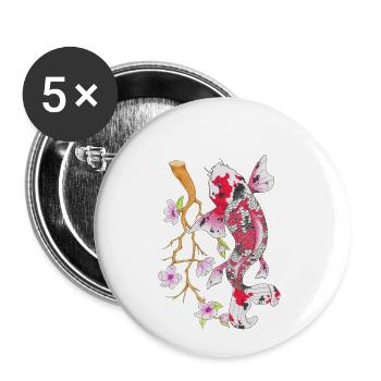 Koi Karpfen Lotus Japanisches Design Geschenk - Buttons klein 25 mm (5er Pack) - Weiß - Vorne