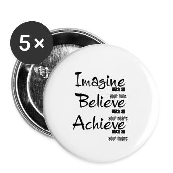 IMAGINE BELIVE ACHIEVE YES - Buttons small 1''/25 mm (5-pack) - white - Front