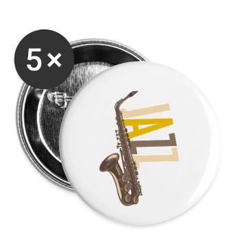 Jazz Saxophon - Buttons klein 25 mm (5er Pack) - Weiß - Vorne