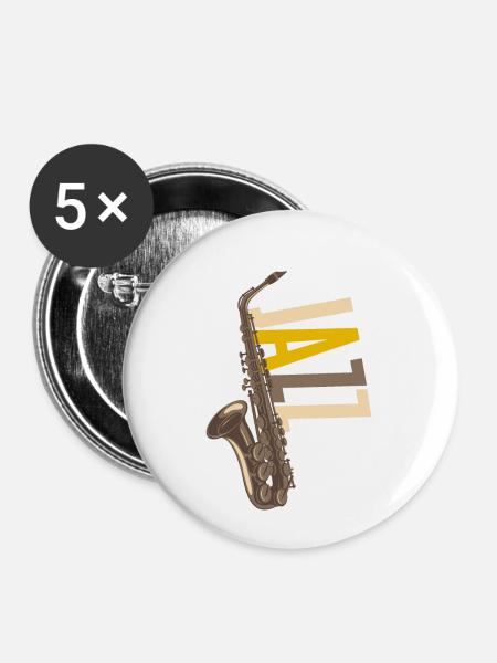 Jazz saxophone - Buttons small 1''/25 mm (5-pack) - white