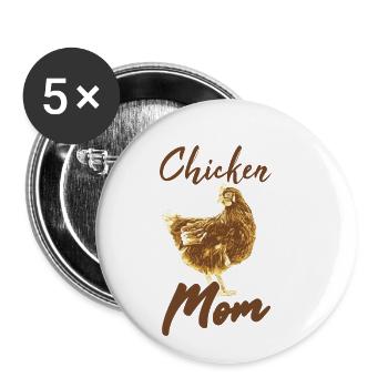 Chicken Mum - Buttons klein 25 mm (5er Pack) - Weiß - Vorne