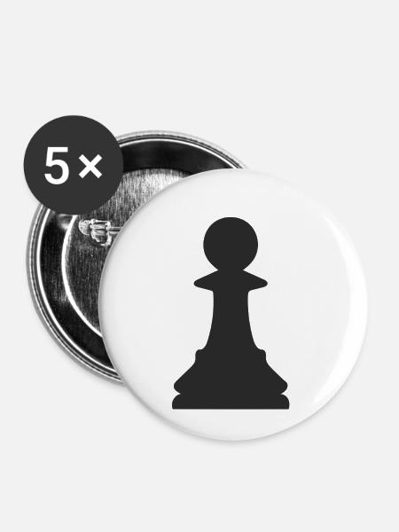 Schach-Chip - Buttons klein 25 mm (5er Pack) - Weiß