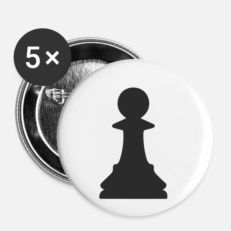 puce d'échecs - Lot de 5 petits badges (25 mm) - blanc