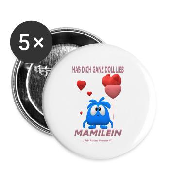 hab dich lieb mami - Buttons klein 25 mm (5er Pack) - Weiß - Vorne