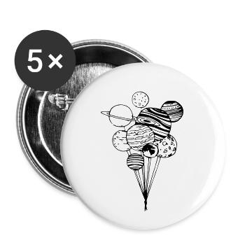 ballons aériens planètes - Lot de 5 petits badges (25 mm) - blanc - Devant