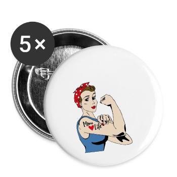Power woman - Buttons small 1''/25 mm (5-pack) - white - Front