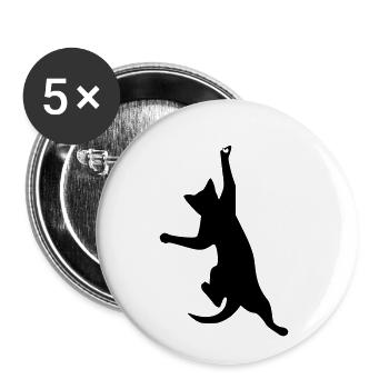 Katze hängt - Buttons klein 25 mm (5er Pack) - Weiß - Vorne