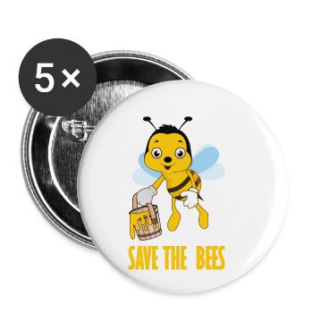 Rettet die Bienen Honigbiene Imkerei Bienenkönigin - Buttons klein 25 mm (5er Pack) - Weiß - Vorne